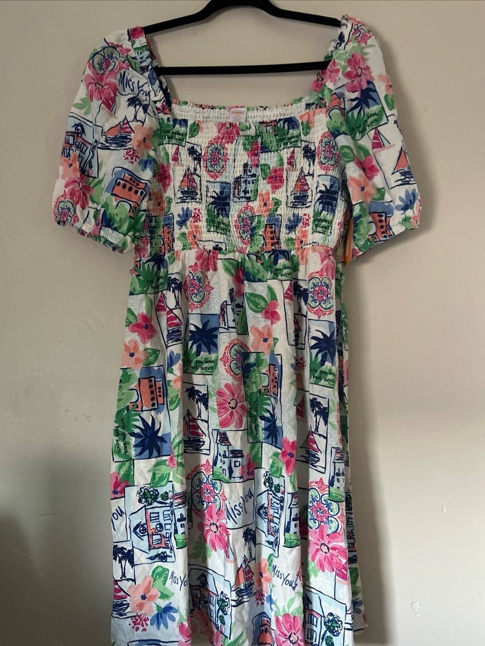 Gymboree Mommy And Me Vacation Linen Blend Smocked Dress Italian Riviera Large
